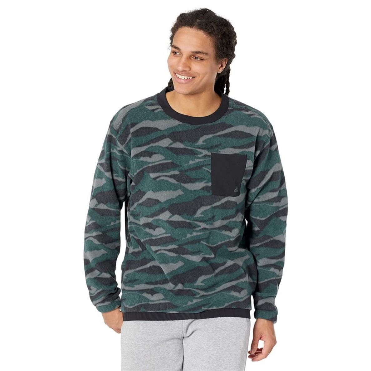 Adidas Mens Texture Printed Camo Golf Crewneck Sweatshirt Size Small